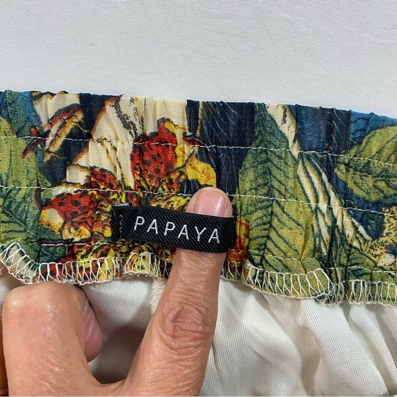 Papaya palazzo tropical Pants Women’s Medium wide leg floral sheer elastic waist - Picture 3 of 10
